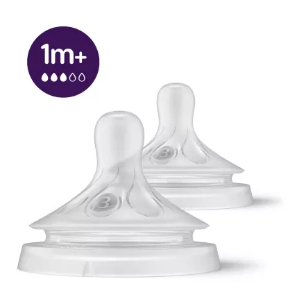 Avis Lot de 2 tétines Natural à Réponse Naturelle - Débit 1m+ Philips Avent 1