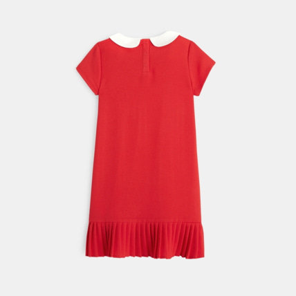 Avis Robe unie plissée à col Claudine rouge fille OKAIDI 2