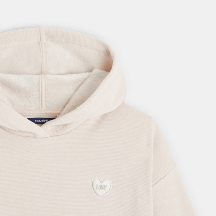 Avis Sweat-shirt tout doux à capuche beige fille OKAIDI 3