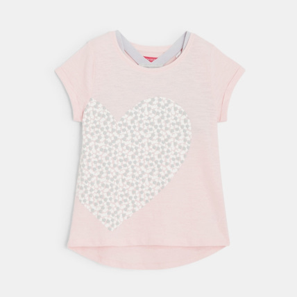Avis T-shirt motif petits cœurs 2 en 1 rose fille OKAIDI 2