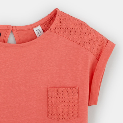 Avis T-shirt détail ajouré rouge fille OKAIDI 3