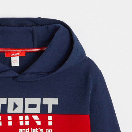 Avis Sweat capuche colorblocks rouge garçon OKAIDI 3