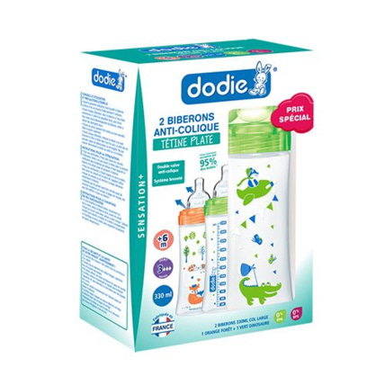Avis Coffret de 2 biberons à tétine plate SENSATION+ 330 ml DODIE 1
