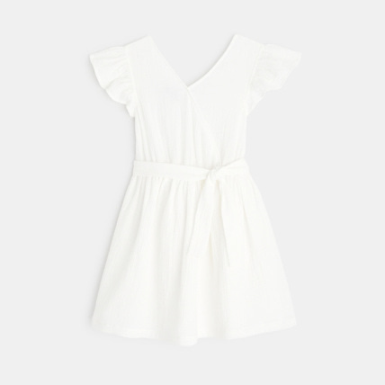 Avis Robe effet croisé gaze de coton blanche fille OKAIDI 1