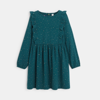 Avis Robe en gaze de coton à pois dorés verte fille OKAIDI 2