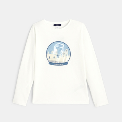 Avis T-shirt à motif boule de neige blanc fille OKAIDI 1