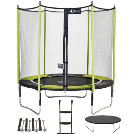 Avis Trampoline de jardin 244 cm + filet de sécurité + échelle + bâche de protection + kit d'ancrage JUMPI Kangui 2