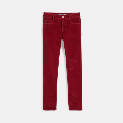 Avis Pantalon slim en velours stretch rouge garçon OKAIDI 2