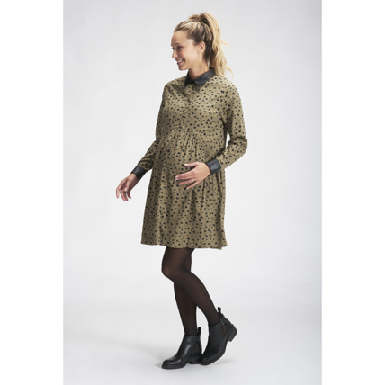 Avis Robe chemise de grossesse en toile imprimé léopard avec détails en simili cuir Prémaman 1