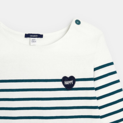 Avis T-shirt marinière à personnaliser d'un cœur vert fille OKAIDI 3