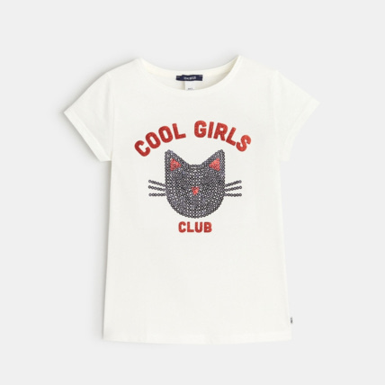 Avis T-shirt à sequins Cool Girls Club blanc fille OKAIDI 1