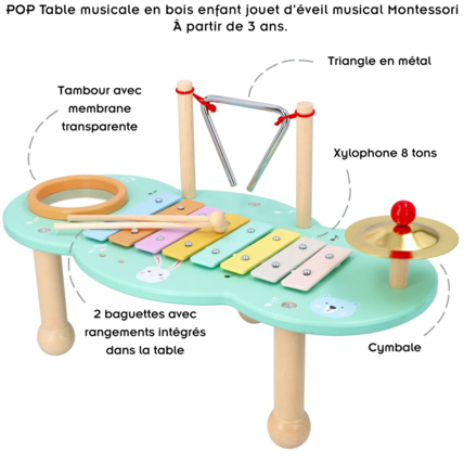 Avis Table musicale en bois enfant jouet d'éveil musical Montessori POP Mon Mobilier Design 2