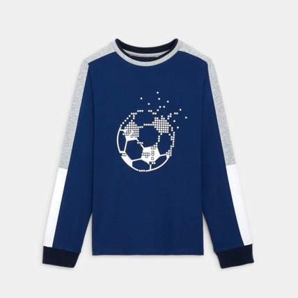 Avis T-shirt manches longues motif pixels bleu garçon OKAIDI 1