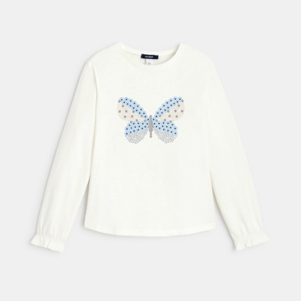 Avis T-shirt manches longues à motif papillon blanc fille OKAIDI 2