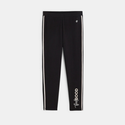 Avis Leggings à bandes et message Feel Good noir fille OKAIDI 2