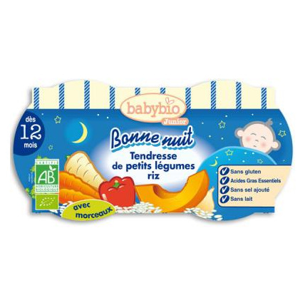Avis Bio bonne nuit tendresse de petits légumes riz 200 g dès 12 mois Babybio 1