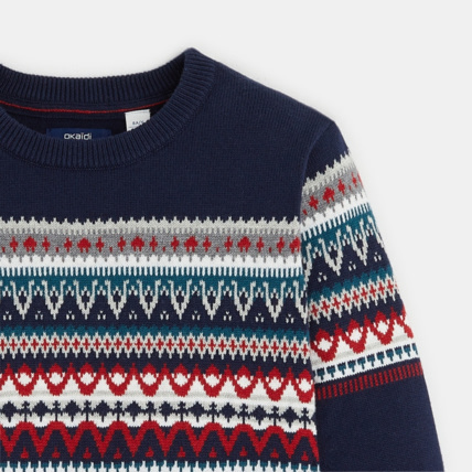 Avis Pull en jacquard scandinave bleu garçon OKAIDI 3