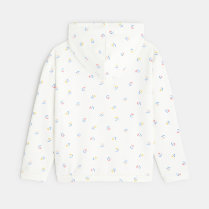 Avis Sweat fleuri zippé à capuche blanc fille OKAIDI 3