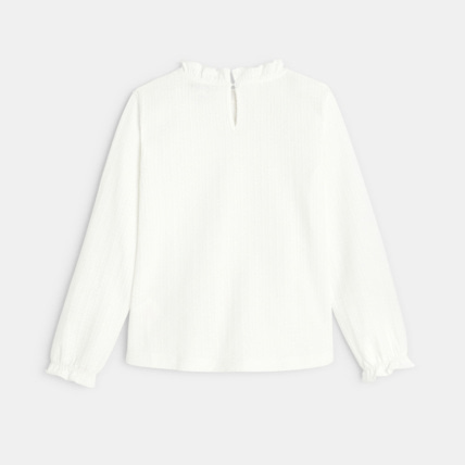 Avis Blouse unie à col volanté blanche fille OKAIDI 3