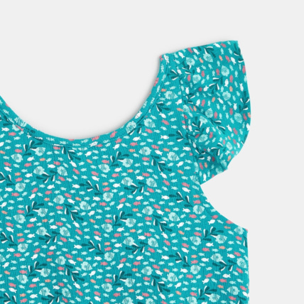 Avis Combishort imprimé motif "petits poissons" vert fille OKAIDI 3
