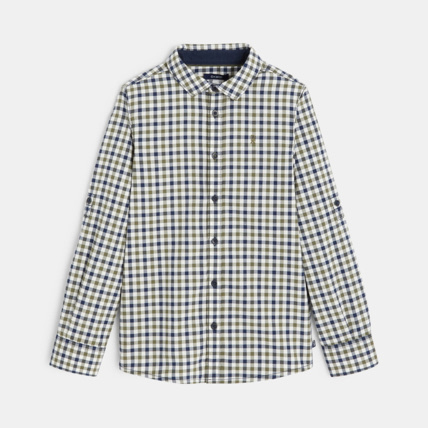 Avis Chemise à carreaux à manches ajustables verte garçon OKAIDI 1