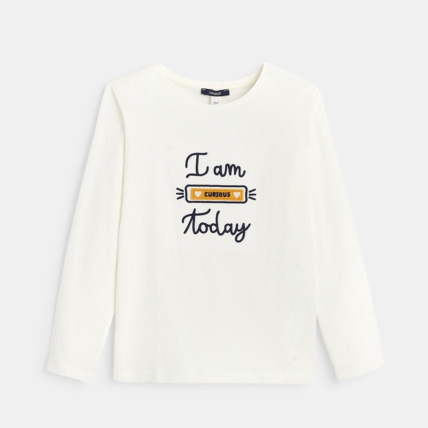 Avis T-shirt à message "I am proud today" blanc fille OKAIDI 1