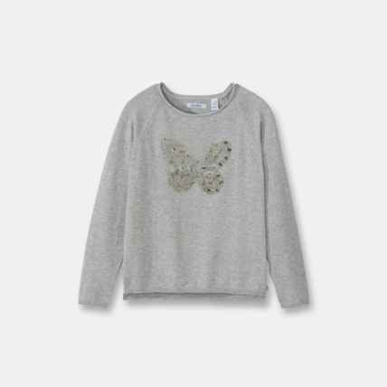 Avis Pull à sequins magiques gris fille OKAIDI 2