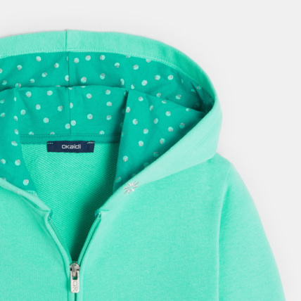 Avis Sweat zippé à capuche turquoise fille OKAIDI 2