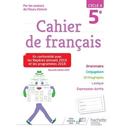 Avis Cahier de français cycle 4 / 5e - éd. 2019 Hachette Éducation 1