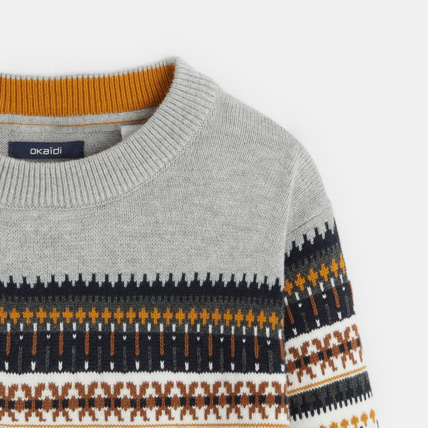 Avis Pull col rond jacquard scandinave gris garçon OKAIDI 3