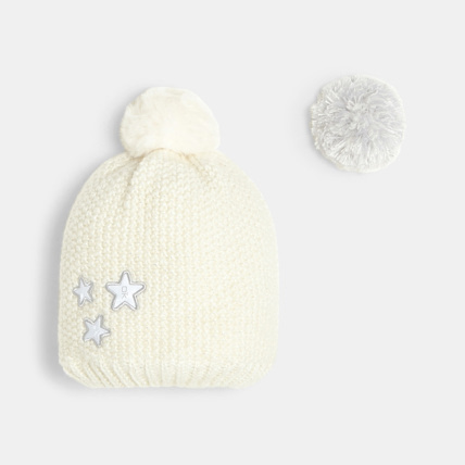 Avis Bonnet tricot brillant doublé polaire blanc fille OKAIDI 1