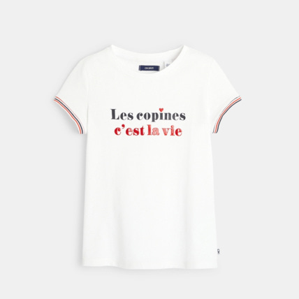 Avis T-shirt à message blanc fille OKAIDI 1