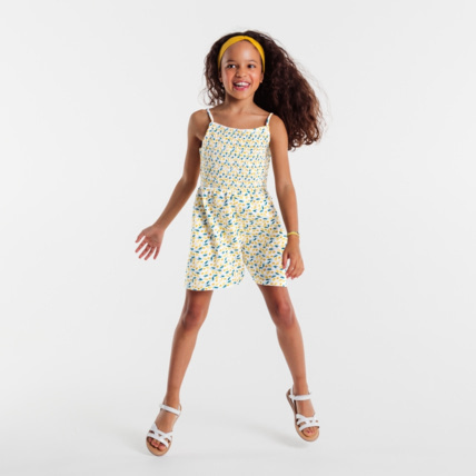 Avis Combishort maille imprimée floral jaune fille OKAIDI 1