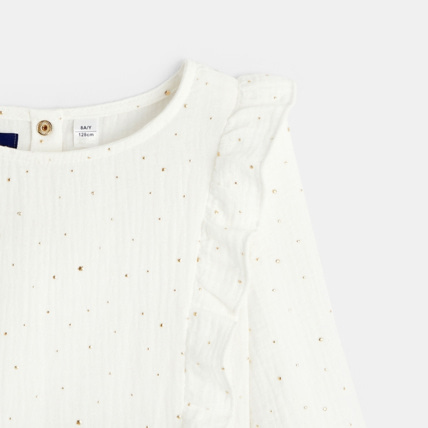 Avis Robe en gaze de coton à pois dorés blanche fille OKAIDI 3