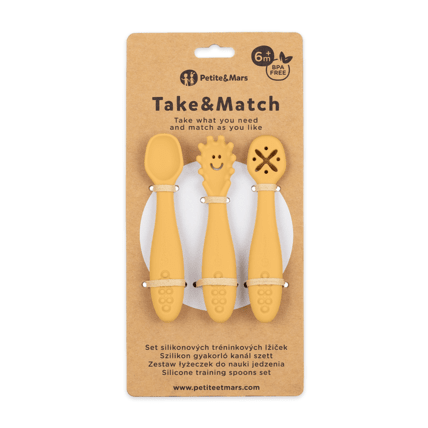 Avis Lot de 3 Cuillères d'Entraînement en Silicone Take&Match 6m+ Petite&Mars 3