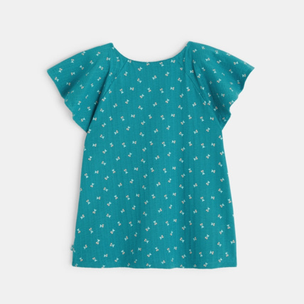 Avis T-shirt gaufré à petits motifs vert fille OKAIDI 3