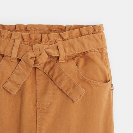 Avis Pantalon en toile unie ceinturé marron fille OKAIDI 2