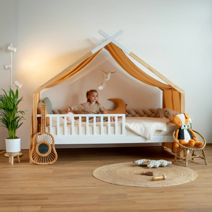 Avis Toile de lit, ciel de lit cabane en double gaze pois dorés Sevira Kids 3