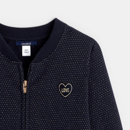 Avis Sweat zippé à pois irisés bleu fille OKAIDI 2