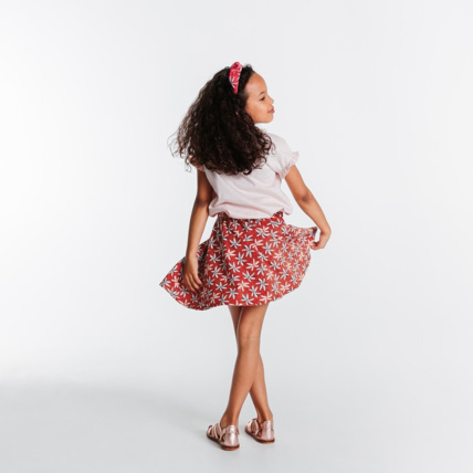 Avis Jupe fluide imprimé palmiers orange fille OKAIDI 1
