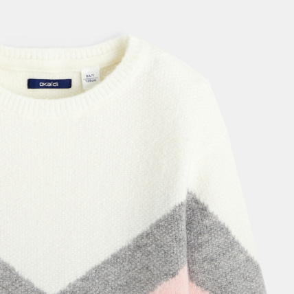 Avis Pull tricolore en maille douce rose fille OKAIDI 2