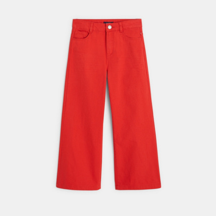 Avis Pantalon large en toile unie rouge fille OKAIDI 1