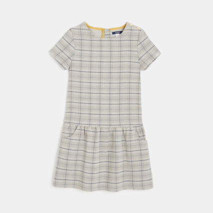 Avis Robe manches courtes à carreaux grise fille OKAIDI 1