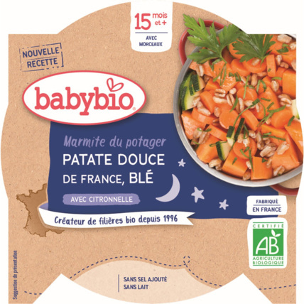 Avis Bonne Nuit Marmite du potager Patate Douce des Landes & Blé à la Citronelle Babybio 1