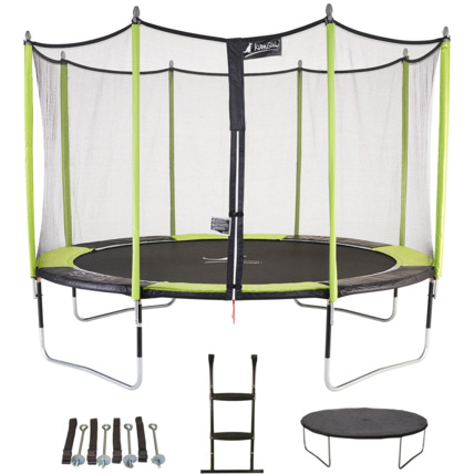 Avis Trampoline de jardin 365 cm + filet de sécurité + échelle + bâche de protection + kit d'ancrage JUMPI Kangui 1