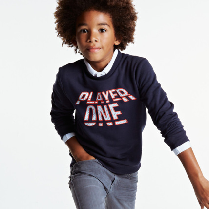 Avis Sweat col rond visuel 3D bleu garçon OKAIDI 1