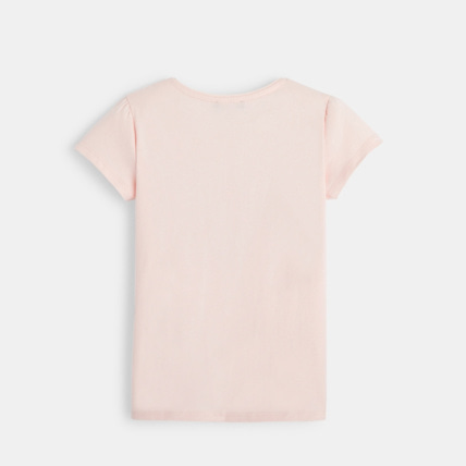 Avis T-shirt coeur velours et sequins rose fille OKAIDI 3