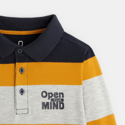 Avis Polo rayé à message "Open your mind" gris garçon OKAIDI 3