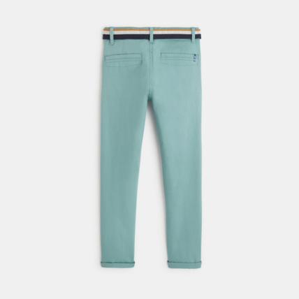Avis Pantalon chino ceinturé en toile vert garçon OKAIDI 3
