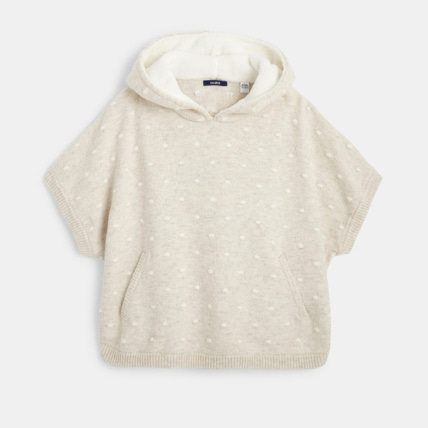 Avis Poncho à capuche en maille fine beige fille OKAIDI 2